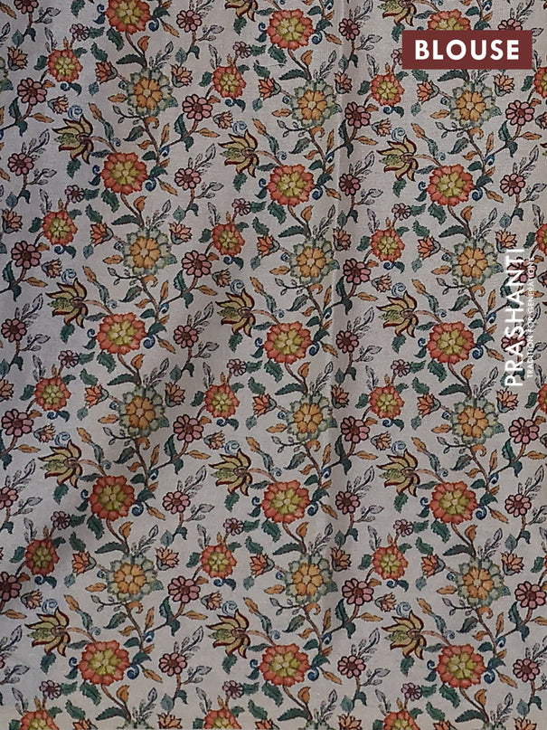 Kota saree dual shade of bluish green with kalamkari applique work