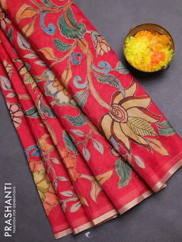 Kota saree pink with kalamkari applique work