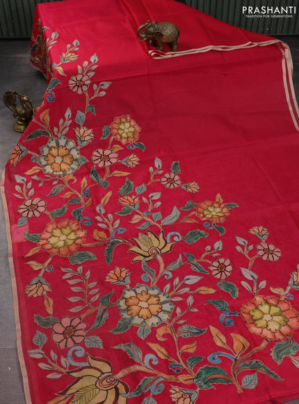 Kota saree pink with kalamkari applique work