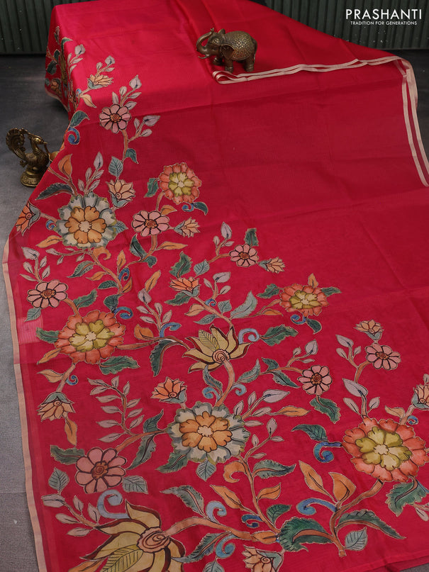 Kota saree pink with kalamkari applique work
