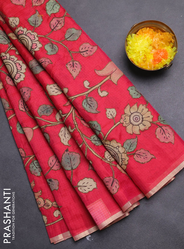 Kota saree pink with kalamkari applique work