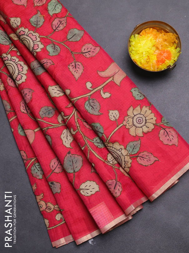 Kota saree pink with kalamkari applique work