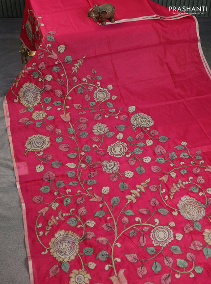 Kota saree pink with kalamkari applique work