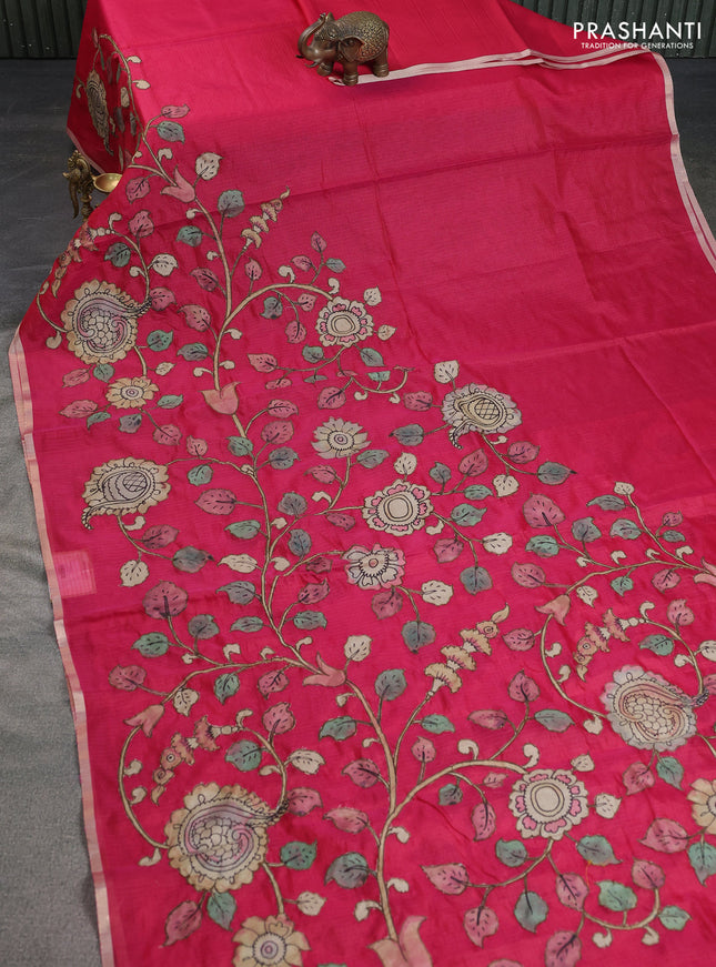 Kota saree pink with kalamkari applique work