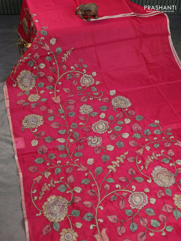 Kota saree pink with kalamkari applique work