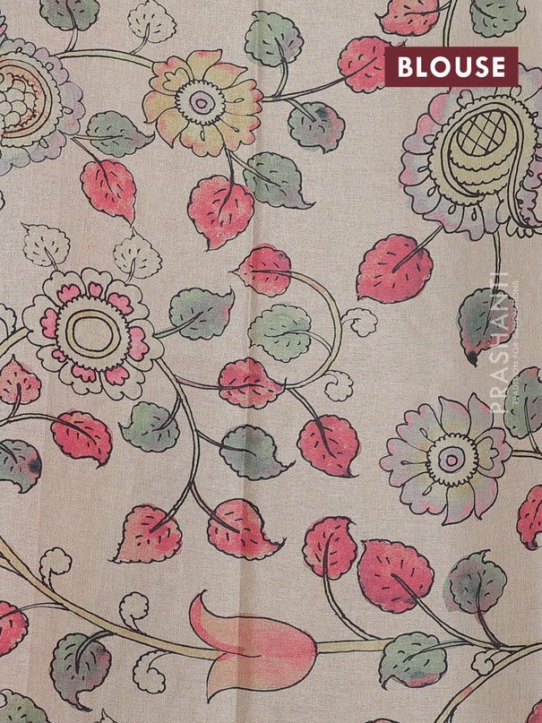 Kota saree dual shade of orange with kalamkari applique work