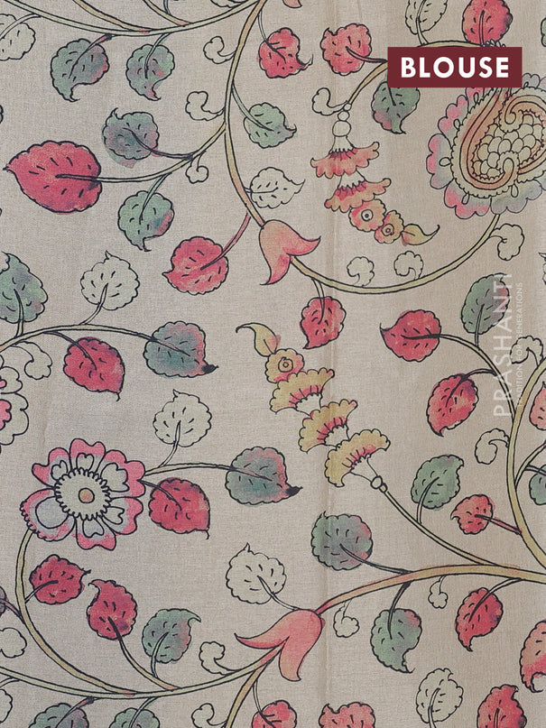 Kota saree dual shade of bluish green with kalamkari applique work