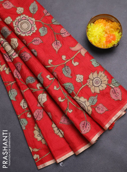 Kota saree red with kalamkari applique work