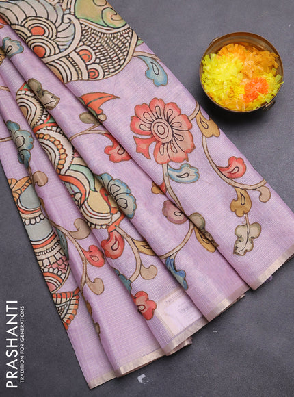 Kota saree mild lavender with kalamkari applique work