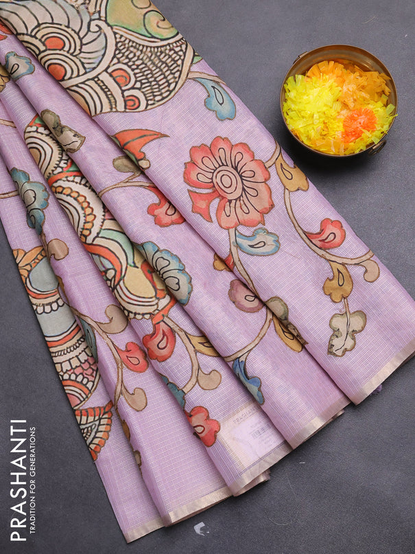 Kota saree mild lavender with kalamkari applique work