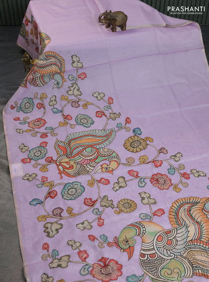 Kota saree mild lavender with kalamkari applique work
