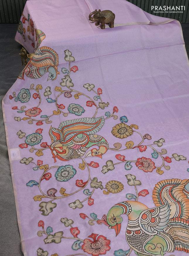 Kota saree mild lavender with kalamkari applique work