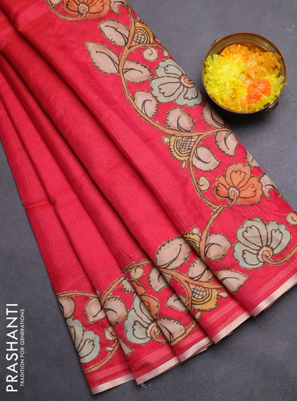 Kota saree pink with kalamkari applique work
