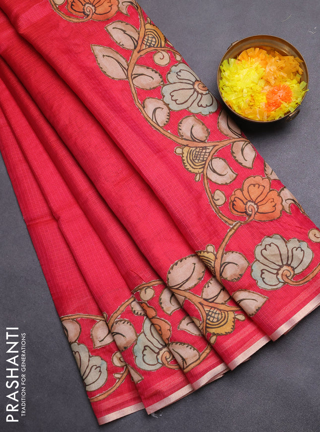 Kota saree pink with kalamkari applique work