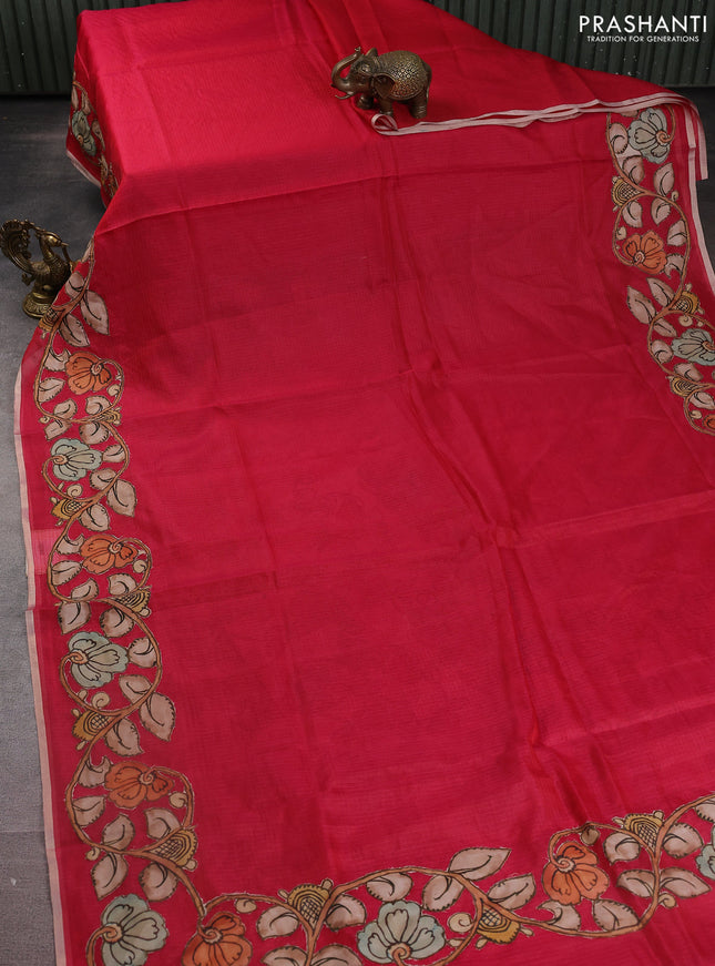Kota saree pink with kalamkari applique work