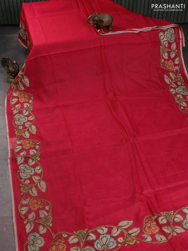 Kota saree pink with kalamkari applique work