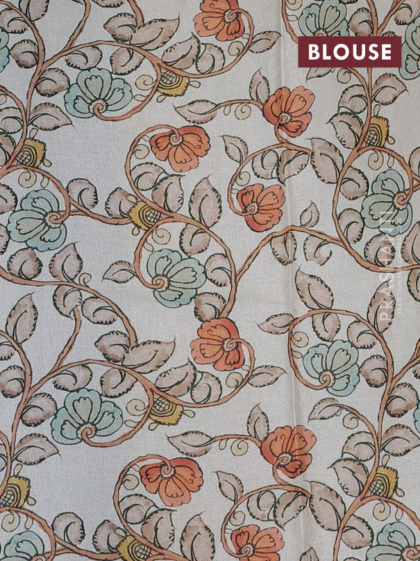 Kota saree dual shade of blue with kalamkari applique work