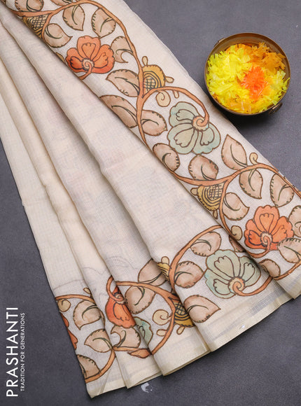 Kota saree cream with kalamkari applique work
