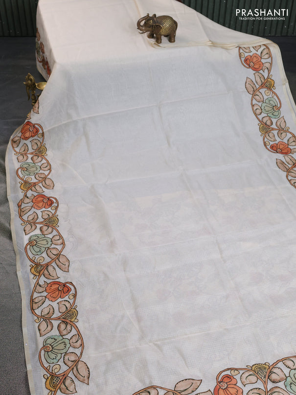 Kota saree cream with kalamkari applique work