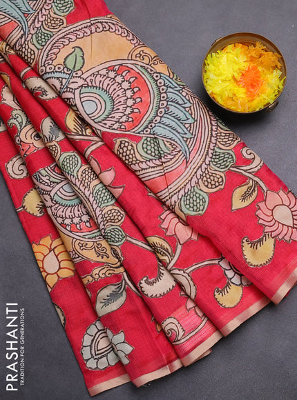 Kota saree pink with kalamkari applique work