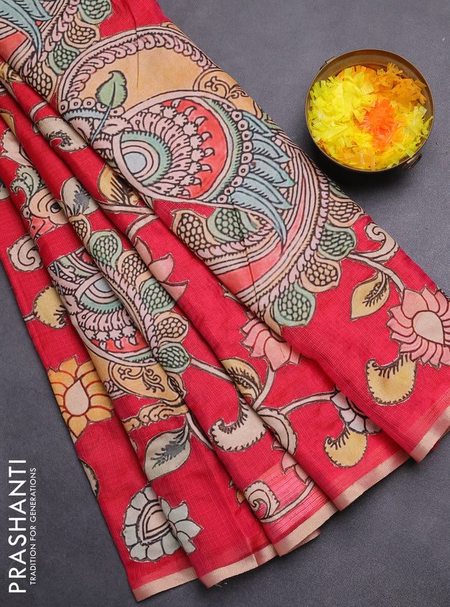 Kota saree pink with kalamkari applique work