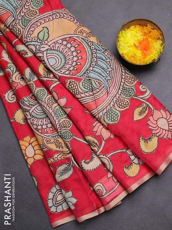 Kota saree pink with kalamkari applique work