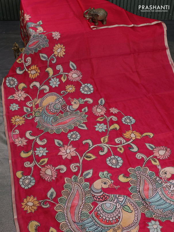 Kota saree pink with kalamkari applique work