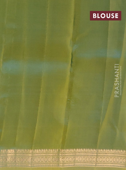 Kanchipuram silk saree cs blue and green shade with zari woven buttas and zari woven border