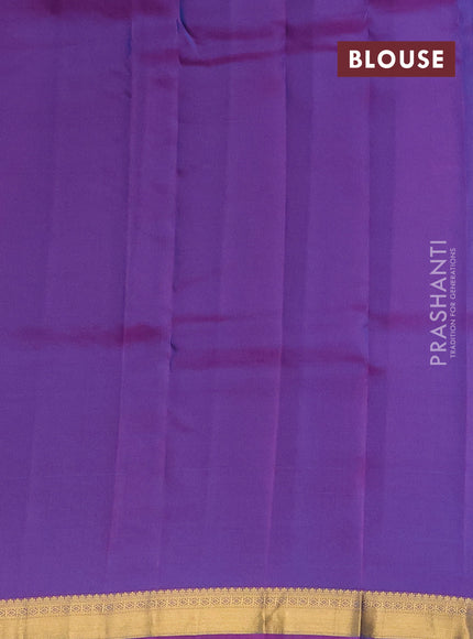 Kanchipuram silk saree cs blue and purple with zari woven buttas and zari woven border