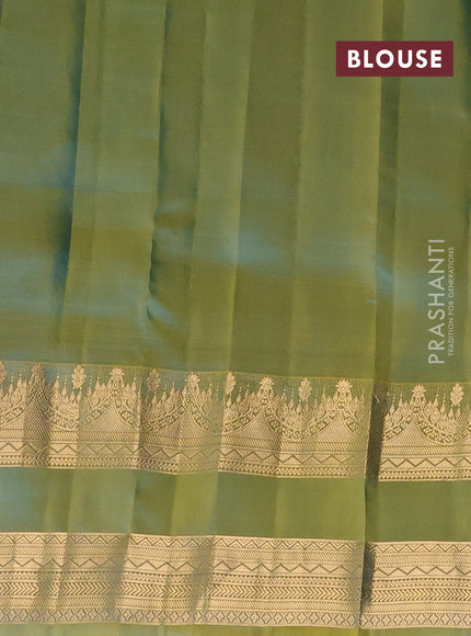 Kanchipuram silk saree cs blue and green shade with zari woven buttas and long zari woven border