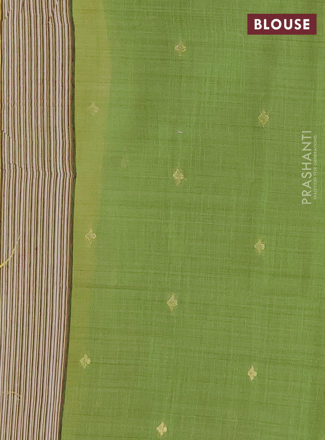 Jamdhani cotton saree yellow and light green with thread & zari woven buttas and pichwai pallu