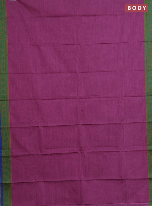 Chettinad cotton saree mauve pink and cs blue with plain body and thread woven border