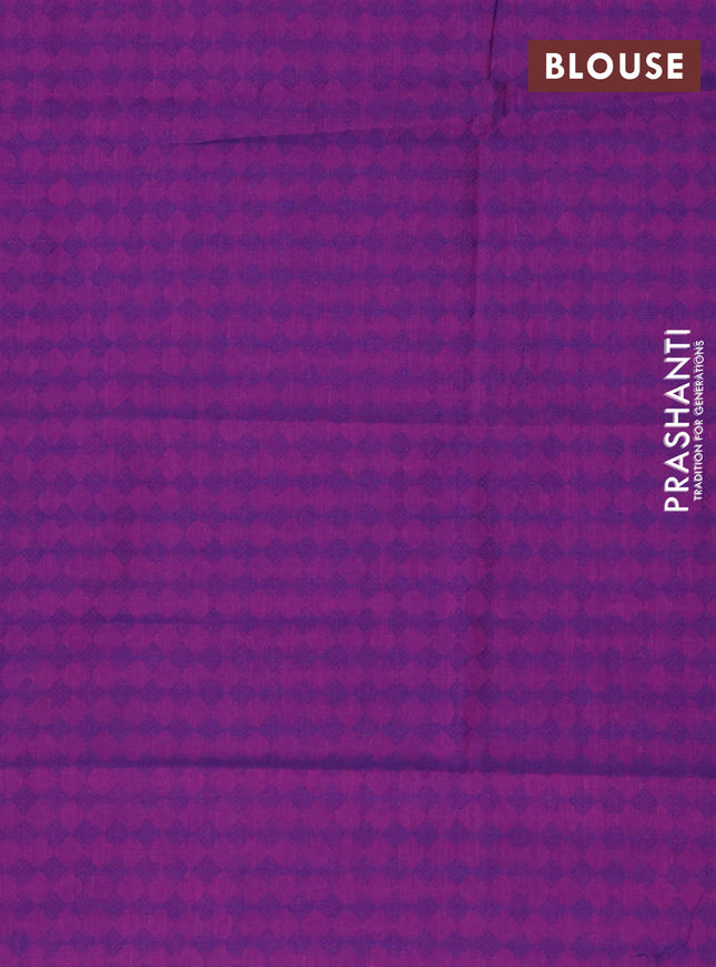 Chettinad cotton saree pink and purple with plain body and thread woven simple border