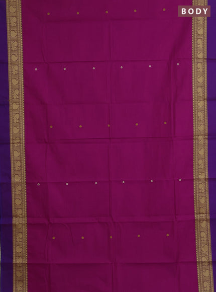 Chettinad cotton saree pink and purple with thread woven buttas and thread woven simple border