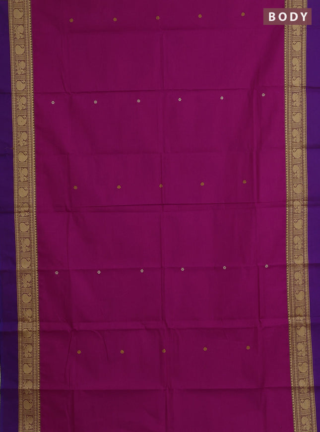 Chettinad cotton saree pink and purple with thread woven buttas and thread woven simple border