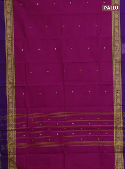 Chettinad cotton saree pink and purple with thread woven buttas and thread woven simple border
