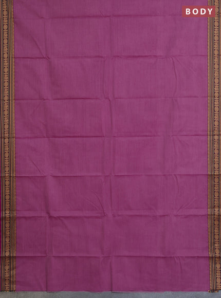 Chettinad cotton saree mauve pink and purple with plain body and thread woven border
