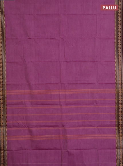 Chettinad cotton saree mauve pink and purple with plain body and thread woven border