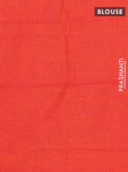 Chettinad cotton saree cs blue and orange with plain body and thread woven border