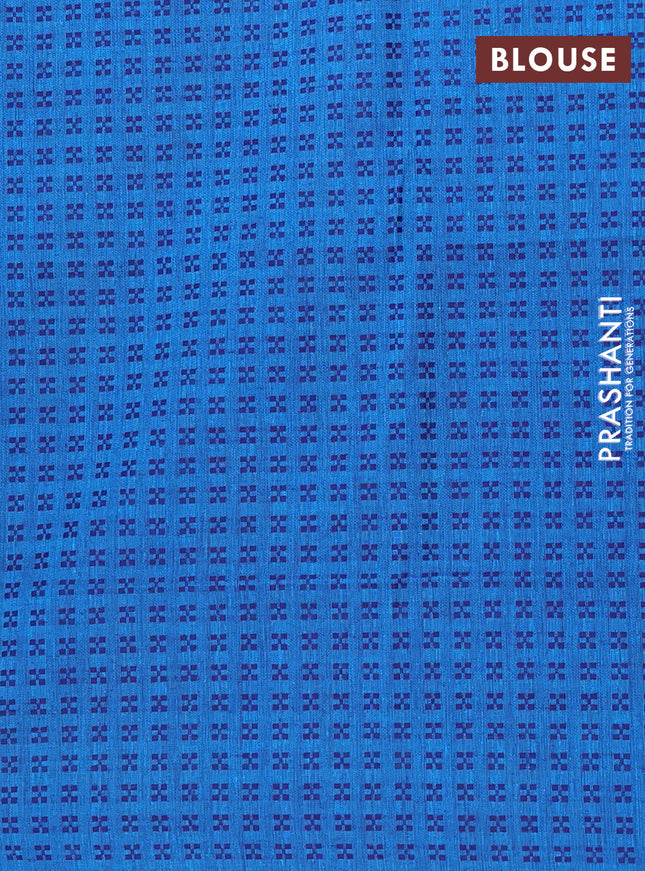 Chettinad cotton saree light green and cs blue with plain body and thread woven border