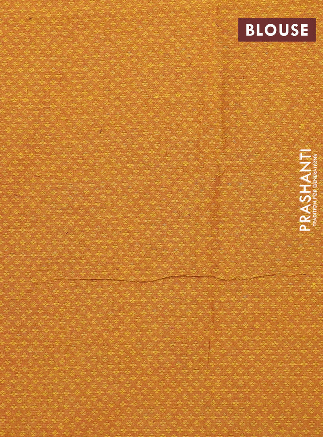 Chettinad cotton saree blue and mustard yellow with thread woven buttas and thread woven border