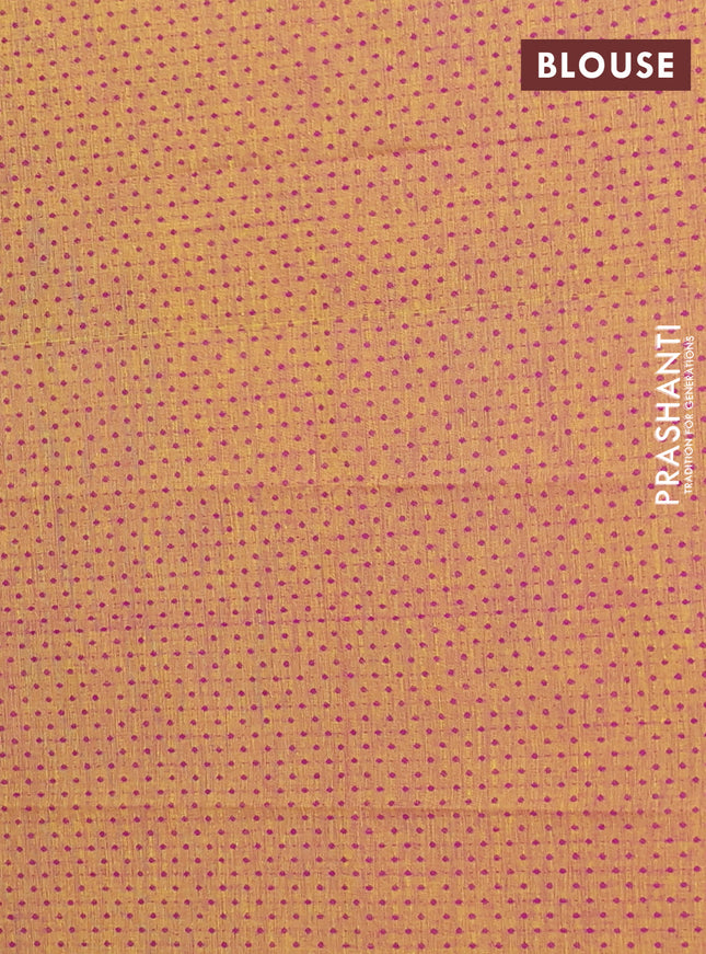 Chettinad cotton saree teal blue and mustard shade with allover stripe pattern & thread buttas and simple border