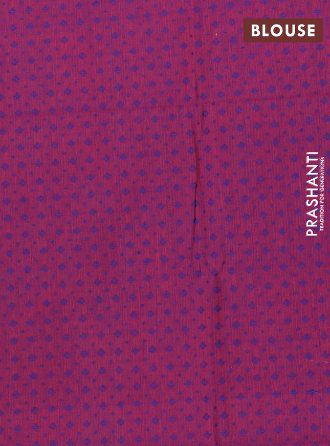 Chettinad cotton saree teal blue and maroon with thread woven buttas and thread woven border