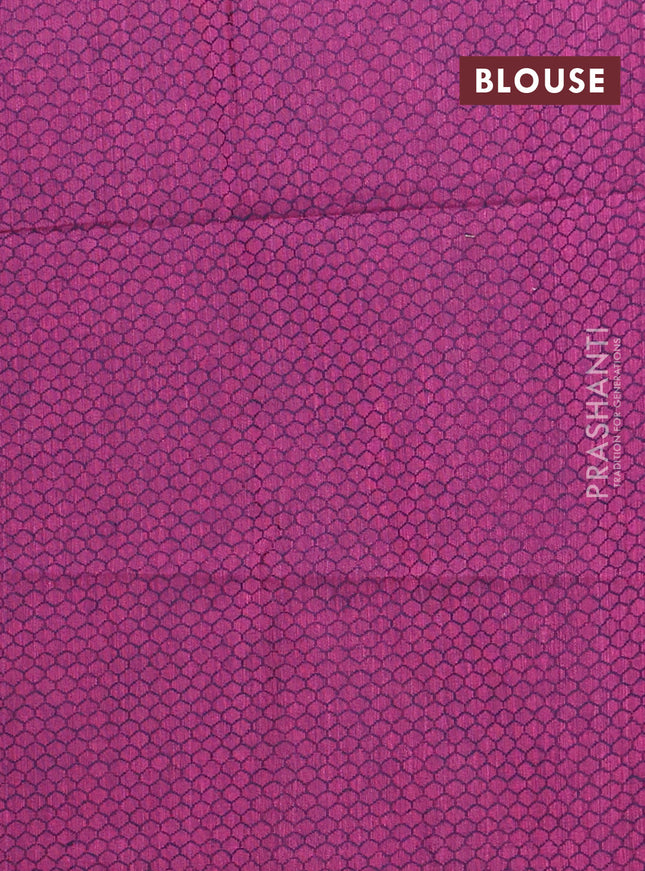 Chettinad cotton saree dual shade of bluish green and magenta pink with thread woven buttas and temple design thread woven border