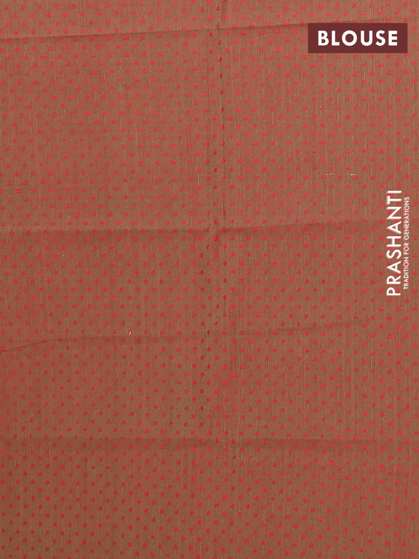 Chettinad cotton saree dark mustard and sap green with allover thread checked pattern and thread woven border