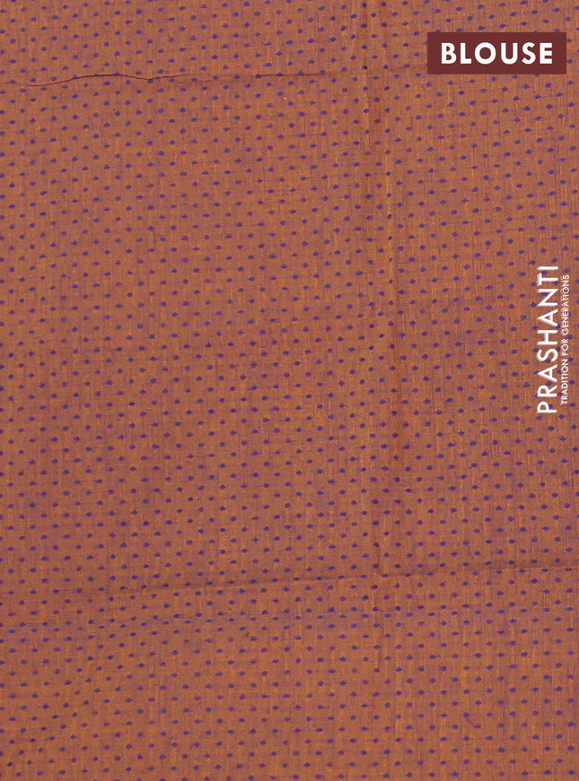 Chettinad cotton saree purple and mustard shade with allover checked pattern and thread woven border