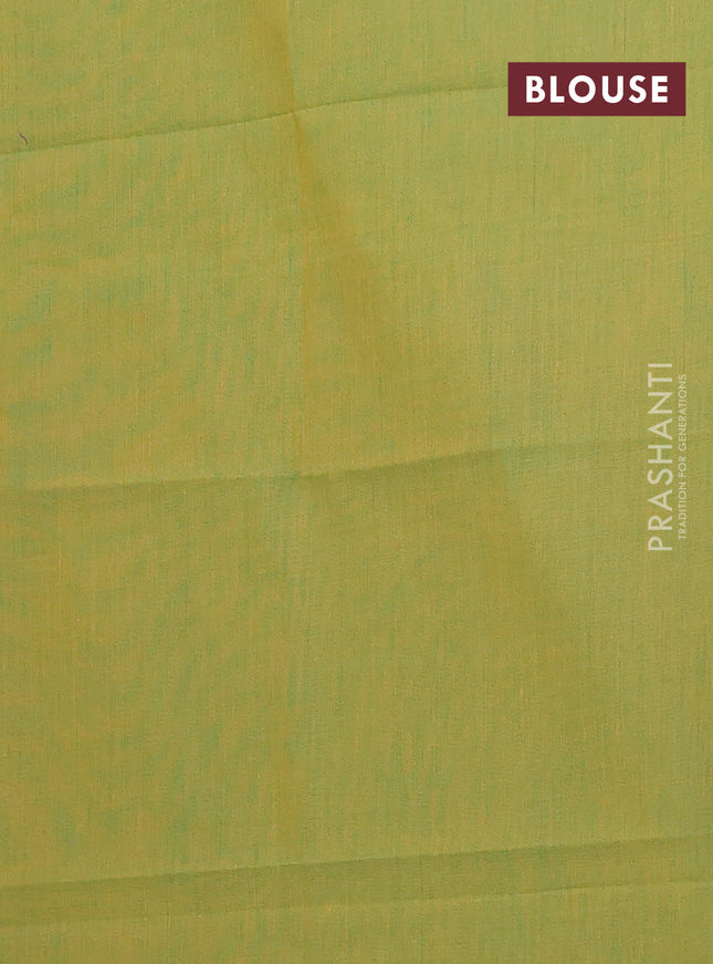 Chettinad cotton saree dark green and light green with allover checked pattern and thread woven border