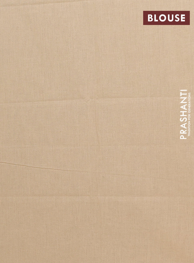 Chettinad cotton saree blue and sandal with allover checked pattern and thread woven border