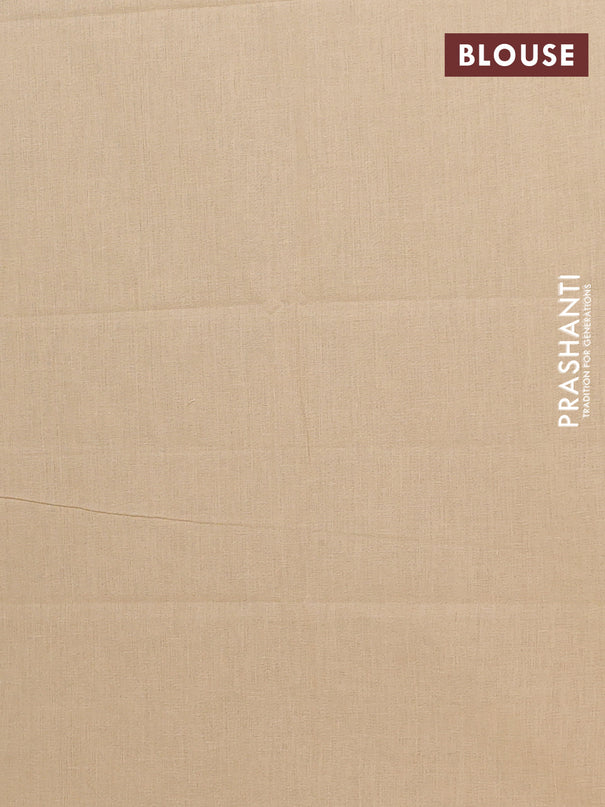 Chettinad cotton saree blue and sandal with allover checked pattern and thread woven border