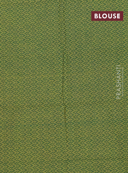 Chettinad cotton saree peach orange and green shade with thread woven buttas and zari woven simple border